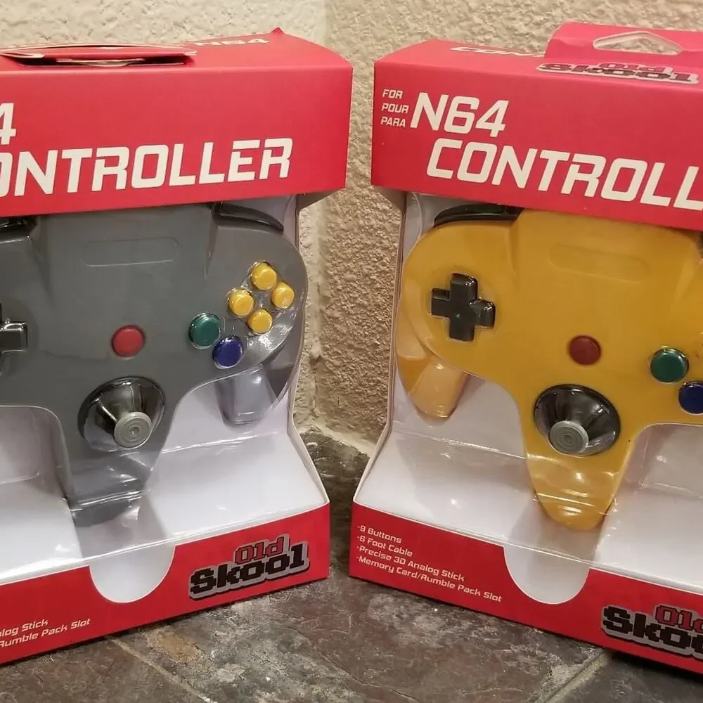 2 N64 Controllers - Grey & Yellow (NEW) - Nintendo64 - Old Skool